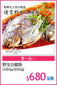 野生白鯧魚
(450g~500g)