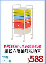 繽紛六層抽屜收納車