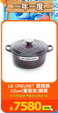 LE CREUSET 圓鐵鍋
22cm(葡萄紫)鋼頭