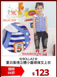 ☆BOLLA2☆
夏日風情立體小圓領條文上衣