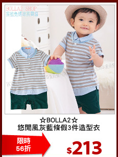 ☆BOLLA2☆
悠閒風灰藍條假3件造型衣