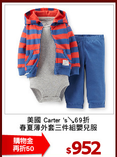 美國 Carter 's↘69折
春夏薄外套三件組嬰兒服