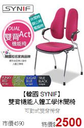 【韓國 SYNIF】<BR>
雙背機能人體工學休閒椅