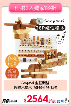 Soopsori 全腦開發<br>原粹木積木-26P磁性積木組