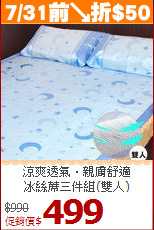 涼爽透氣‧親膚舒適<BR>
冰絲蓆三件組(雙人)