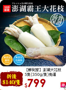 【鮮到家】澎湖大花枝<br>
5隻(350g/隻)免運