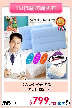【Ceres】舒適透氣<BR>
可水洗健康枕2入組