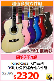 KingRosa 入門系列<br>
39吋缺角民謠吉他六件組