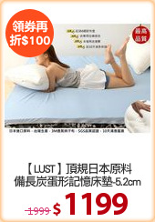 【LUST】頂規日本原料
備長炭蛋形記憶床墊-5.2cm