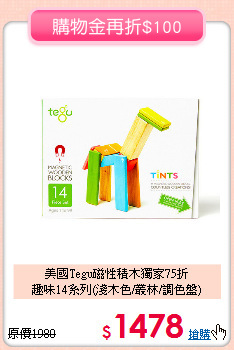 美國Tegu磁性積木獨家75折<br>
趣味14系列(淺木色/叢林/調色盤)