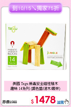 美國 Tegu 無毒安全磁性積木<br>
趣味 14系列 (調色盤/淺木/叢林)