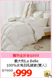 義大利La Belle<br>
100%水鳥羽毛絨被(雙人)