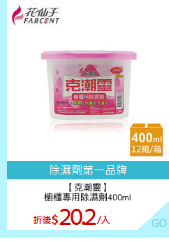 【克潮靈】
櫥櫃專用除濕劑400ml