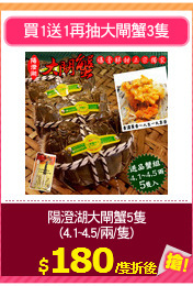陽澄湖大閘蟹5隻
(4.1~4.5/兩/隻)