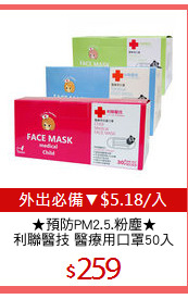 ★預防PM2.5.粉塵★
利聯醫技 醫療用口罩50入