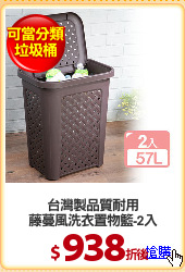 台灣製品質耐用
藤蔓風洗衣置物籃-2入