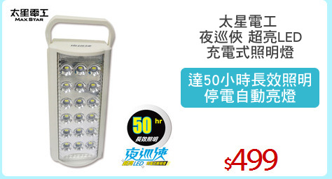 太星電工 
夜巡俠 超亮LED
充電式照明燈