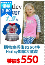 購物金折後$250/件
Hatley加拿大童裝