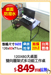 120X60大桌面
雙向層架式多功能工作桌