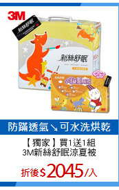 【獨家】買1送1組
3M新絲舒眠涼夏被