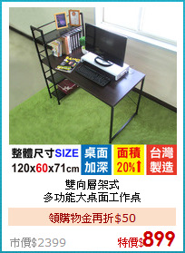 雙向層架式<BR>
多功能大桌面工作桌