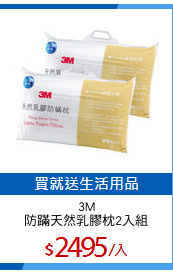 3M
防蹣天然乳膠枕2入組