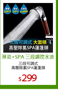 三段可調式
高壓除氯SPA蓮蓬頭