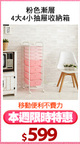 粉色漸層
4大4小抽屜收納箱