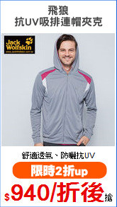 飛狼
抗UV吸排連帽夾克