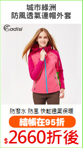 城市綠洲
防風透氣連帽外套