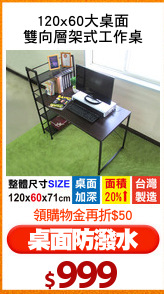 120x60大桌面
雙向層架式工作桌