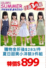 購物金折後$283/件
夏日甜美小洋裝3件組