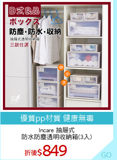 Incare 抽屜式
防水防塵透明收納箱(3入)