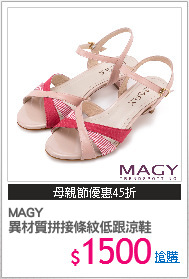 MAGY
異材質拼接條紋低跟涼鞋