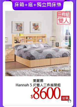 愛麗娜<br>
Hannah 5 尺雙人三件房間組