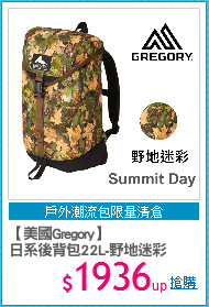 【美國Gregory】
日系後背包22L-野地迷彩
