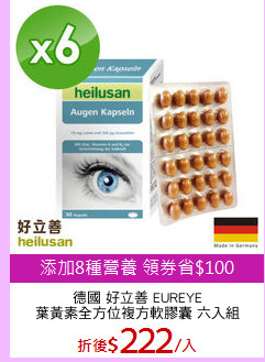 德國 好立善 EUREYE
葉黃素全方位複方軟膠囊 六入組