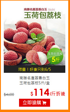 南勝名產荔香白玉<br>玉荷包荔枝5斤/盒