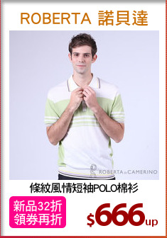 條紋風情短袖POLO棉衫