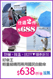 好傘王
輕量級晴雨兩用國民自動傘