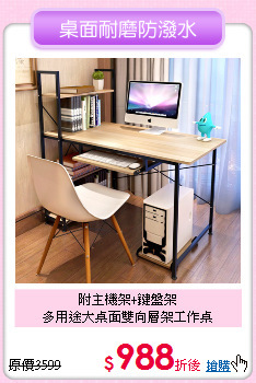 附主機架+鍵盤架<BR>
多用途大桌面雙向層架工作桌