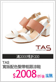 TAS 
寬版配色繫帶粗跟涼鞋