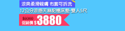 契斯特涼感雙人記憶床墊↘3880