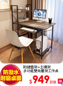 附鍵盤架+主機架<br>
多功能雙向層架工作桌