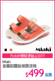 Miaki
金屬釦露趾坡跟涼拖