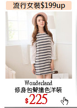 Wonderland<br>
修身包臀撞色洋裝