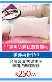 台灣製造 吸濕排汗
防蹣抗菌釋壓枕