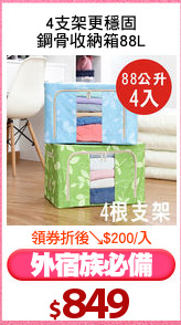 4支架更穩固
鋼骨收納箱88L