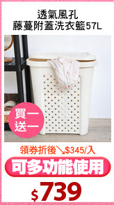 透氣風孔
藤蔓附蓋洗衣籃57L