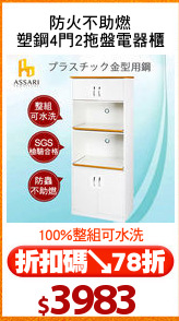 防火不助燃
塑鋼4門2拖盤電器櫃